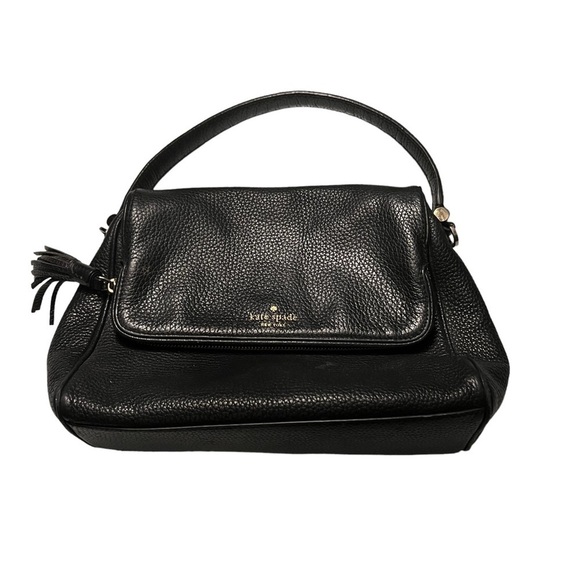 KATE SPADE New York Mini Carmen Southport Avenue Leather Fold-Over Bag Black - Picture 1 of 10